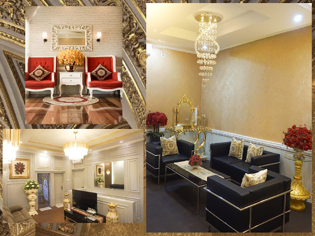 Luxury waiting area with gold accents